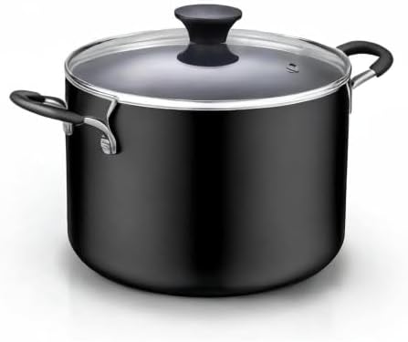 Cook N Home 8 Quart Non Stick Stock Pot with Lid, Large Pots for Cooking | Nonstick Soup Pot, Stockpot Induction Cookware - Oven & Dishwasher Safe, Black