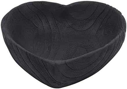 Set of 2 Wooden Decorative Bowls – Accent Bowl Set for Everyday Display, Coffee Table or Entryway Styling – Heart Shape Design for Soft, Sculptural Impact, Home Decor – 10" & 8", Black