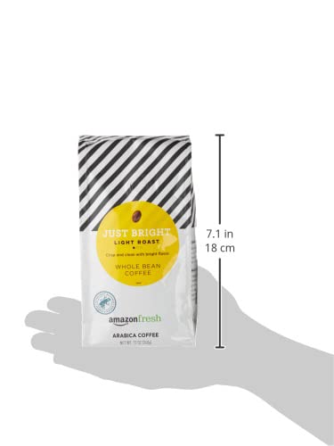 Amazon Fresh, Just Bright Whole Bean Coffee, Light Roast, 12 Oz (Pack of 4)