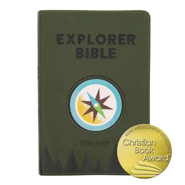 CSB Explorer Bible for Kids, Olive Compass Leathertouch, Indexed - Imitation Leather