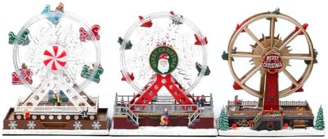 Indoor Christmas Ferris Wheel Centerpiece Music Box with Lights, Festive Table Decor for Entryway Mantel or Counter Musical Box Rotate Christmas Music Ferris Wheel Lighted Tabletop Decor Indoor Usb