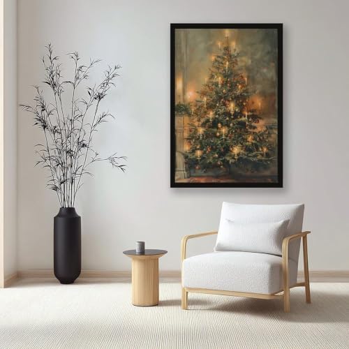 Vintage Christmas Tree Poster Nostalgic Holiday Wall Art Room Decor