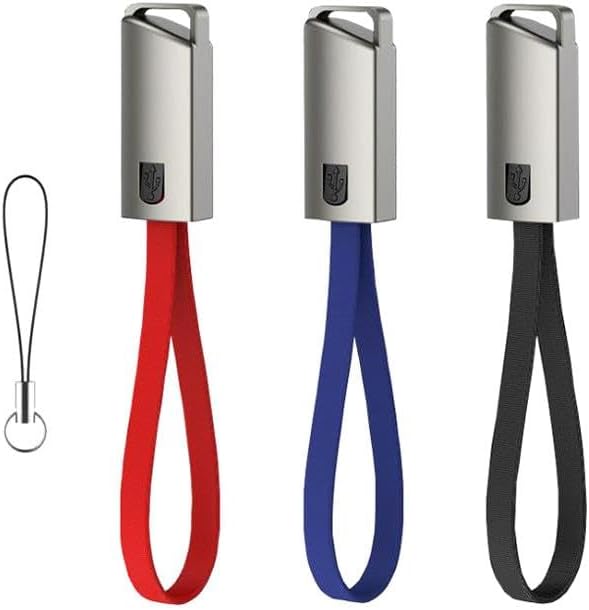 BoxWave Cable Compatible with Jackery Explorer 500 - USB Type-C Keychain Charger, Key Ring USB Type-C to Type-A 8 in USB Cable - Jet Black