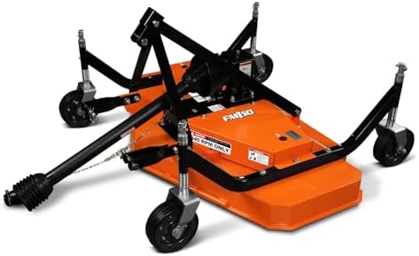 3 Point PTO 60'' Working Width Finish Mower Attachment for 18-50hp Tractor, Category 1 Hitch, 4-Tires, 0.4'' - 4.5'' Adjustable Cutting Height, Model FM150