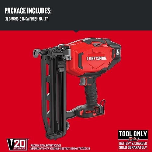 CRAFTSMAN V20 Cordless Finish Nailer, 16 Gauge, Bare Tool Only (CMCN616B)