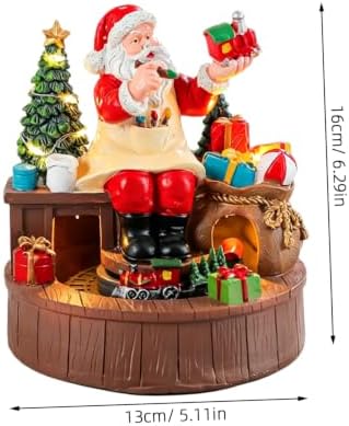 LIFKOME Christmas Resin Music Box with Rotating Santa Figurine and LED Warm Light, Battery Operated Tabletop Holiday Decor for Celebrations and Xmas Display