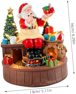 Santa Workshop Rotating Resin Music Box with LED Light up Ornament