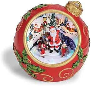Roman LED Musical Santa Ornament Scene, 6.5" Amusments, Rotating Christmas Display, Lighted Holiday Décor, USB or Battery Operated