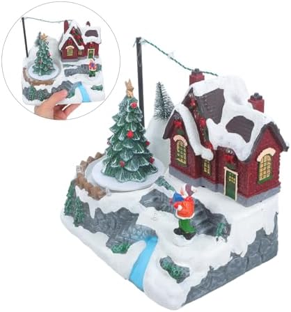Rotating Christmas Snow Globe Musical Decor Lighted Snow House