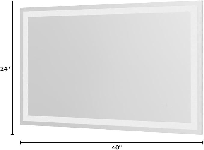 LOAAO 40"X24" LED Bathroom Mirror with Lights, Anti-Fog, Dimmable, Backlit + Front Lit, Lighted Bathroom Vanity Mirror for Wall, Memory Function, Tempered Glass, ETL Listed
