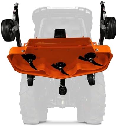 MechMaxx 3 Point PTO 48'' Working Width Finish Mower Attachment for 18-50hp Tractor, Category 1 Hitch, 4-Tires, 0.4'' - 4.5'' Adjustable Cutting Height, Model FM120