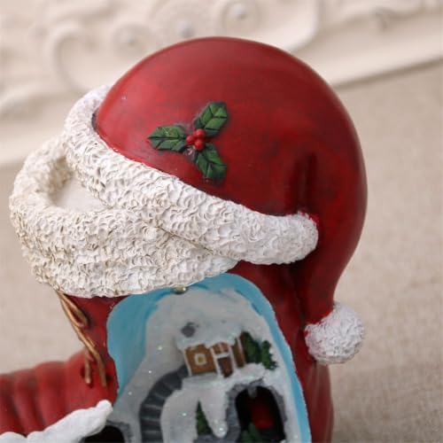 Christmas Indoor Accent with Lighted Village in Red Boot Form