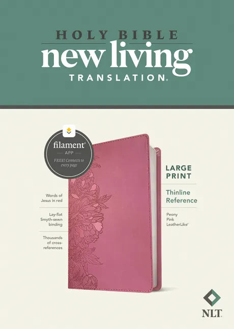 NLT Large Print Thinline Reference Bible, Filament Enabled (Leatherlike, Peony Pink, Red Letter) - Imitation Leather