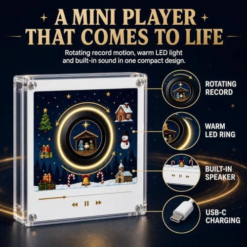 Christmas Magnetic Mini Vinyl Record Player Fridge Magnet Music Player Set