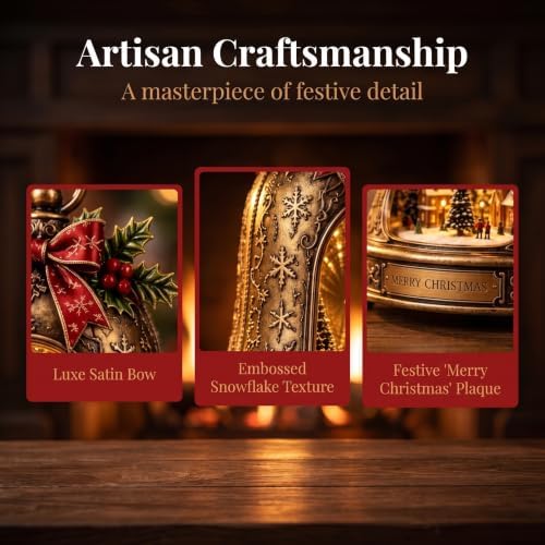 Lighted 3D Christmas Village Infinity Bell for Mantel Mirror