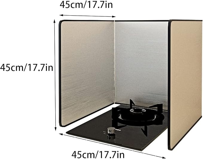 Cooking Splash Guards, Stainless Steel Oil Splatter Guard, Stove Splash Guard, Folding Splash Shield Panel, Non-Stick 3 Sided Splatter Guard, for Gas Stoves and Frying Pa,45x45x45cm