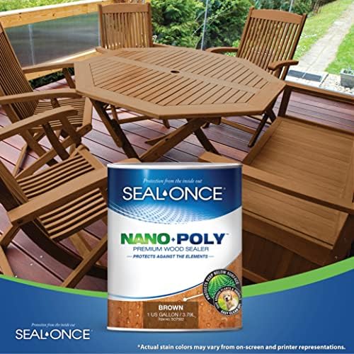 Seal-Once Nano+Poly Wood Sealer and Waterproofer, Brown, 1 Gallon
