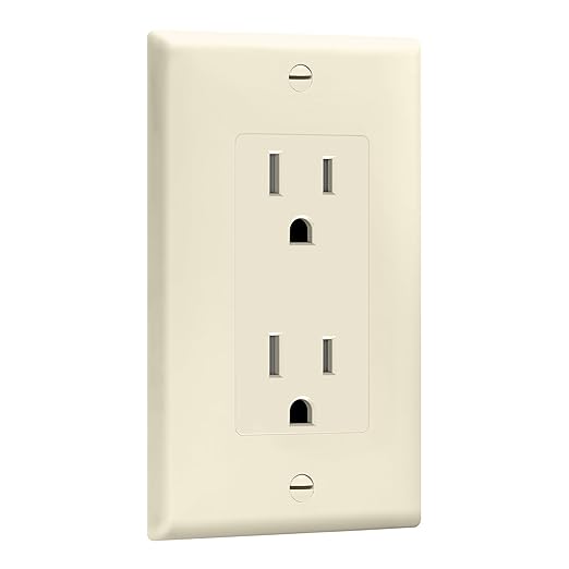 ENERLITES 10 Pack Light Almond Decorator Receptacle with Wall Plate, Standard Electrical Wall Outlet, 15A 125V, Self-Grounding, 2-Pole, 3-Wire, 5-15R, UL Listed, Tamper Resistant