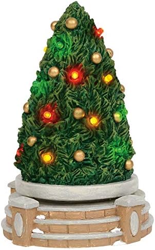 Department 56 Village Cross Product Accessories Festive Tree Rotating Lit Figurine, 7.25 Inch, Multicolor