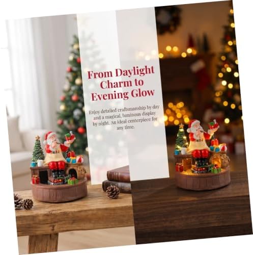 LIFKOME Rotating Resin Santa Music Box with LED Warm Light and Built-in Melody, Battery Operated Christmas Tabletop Decor for Family Gatherings and Holiday Celebration