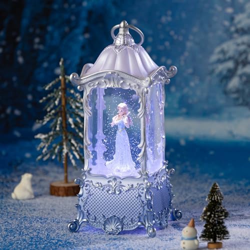 Violin Girl Christmas Snow Globes Lantern, Rotating Shatterproof Music Box