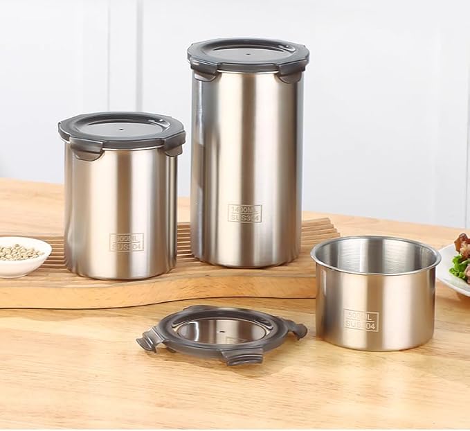 Stainless Steel Vacuum Seal Coffee Canister With Clear Lid, Airtight Food Storage Container With Locking Clamp for Coffee Beans, Tea, Cereal, Nuts (304 Steel With Clear Lid, 47 fl oz / 1400ml)