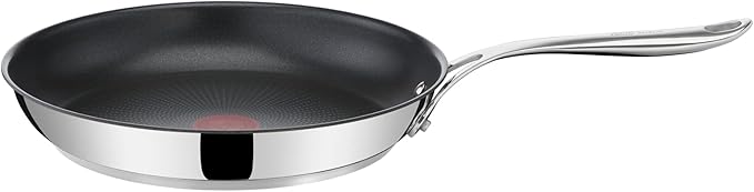 T-Fal x Jamie Oliver Nonstick Coated Stainless Steel Pan 11-Inch, Induction Compatible, Oven Safe up to 500°F, Chef's Stainless Steel Skillet, Frying Pan, Silver