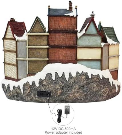 MOMENTS IN TIME Animated City Hall Town Center 12.6” Lighted Christmas Village Building with Rotating Tree, LED Lights, Music & Adapter Hand-Painted Polyresin Holiday Display Holiday Scene