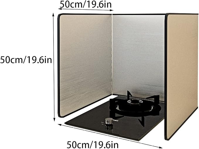Cooking Splash Guards, Stainless Steel Oil Splatter Guard, Stove Splash Guard, Folding Splash Shield Panel, Non-Stick 3 Sided Splatter Guard, for Gas Stoves and Frying Pa,50x50x50cm
