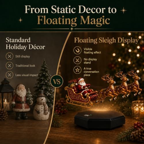 Floating Santa Sleigh, Magnetic Levitation Christmas Display for Home Decor (Red)