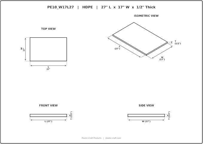 Plastic-Craft | Cutting Board OEM Replacement for Beverage Air, 17" W x 27" L