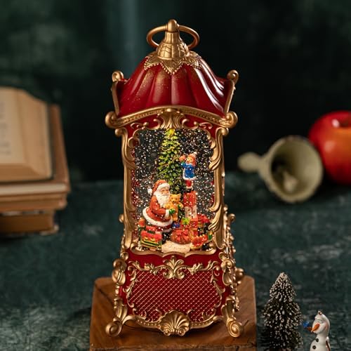 Santa Claus Christmas Snow Globes Lantern, Rotating Shatterproof Music Box