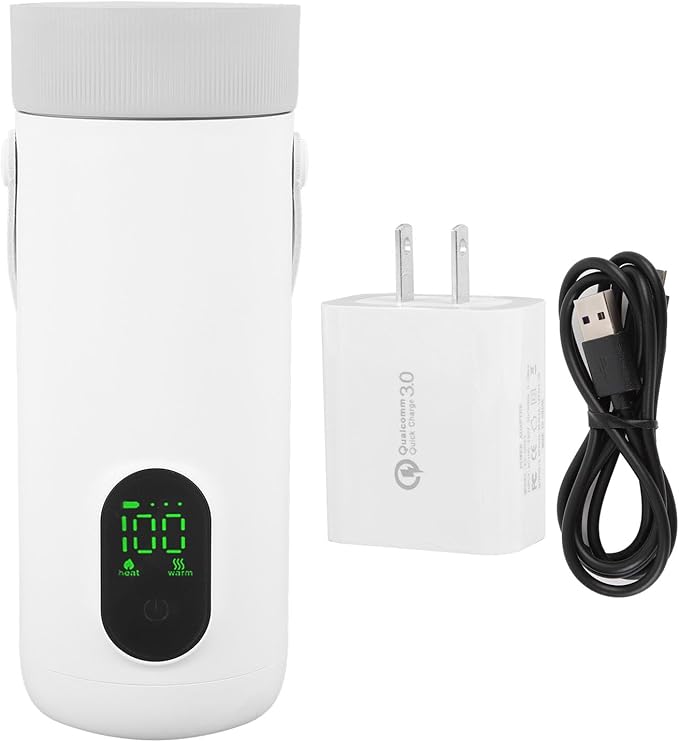 Dpofirs Portable Electric Kettle, 350ML Tea Coffee Hot Water Boiler, 27000mAh USB Rechargeable, Fast Boiling, Temperature Controls, for Camping Travel (US Plug)
