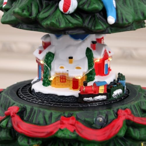Resin Musical Christmas Tree Figure for Desk Shelf Holiday Use