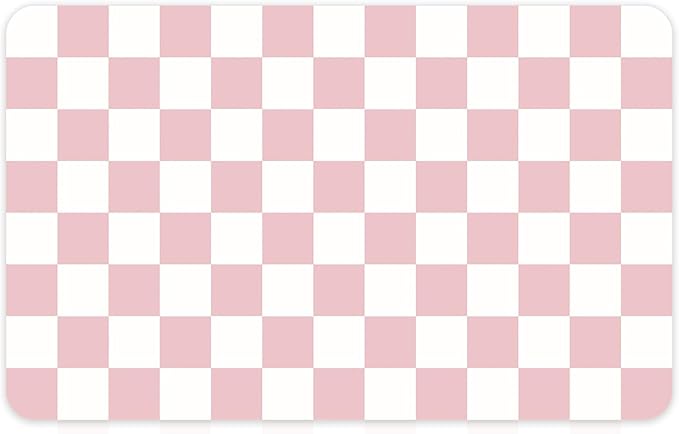 12" x 20" Checkered Dish Drying Mat for Kitchen Counter, Absorbent Coffee Bar Mat for Espresso Machine Coffee Countertops Accessories, Pink