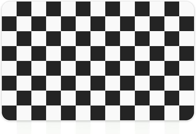 16" x 24" Checkered Dish Drying Mat for Kitchen Counter, Absorbent Coffee Bar Mat for Espresso Machine Coffee Countertops Accessories, Black