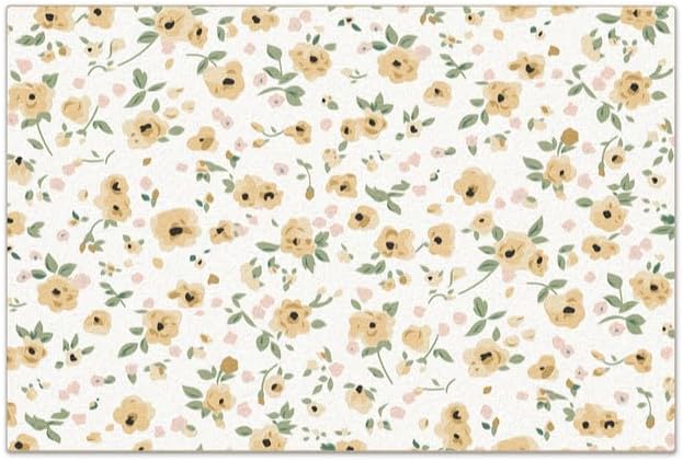 Ditsy Floral Coffee Tea Mat Absorbent Bar Accessories, Fit Under Espresso Machine Coffee Maker (Ditsy Blooms,Yellow)