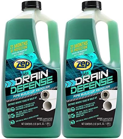 Zep Drain Defense Pipe Build-Up Remover - 64 oz (Case of 2) ZLDC648 - Professional Strength
