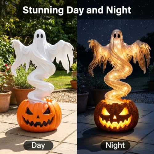 Rotating Ghost Pumpkin Yard Light Halloween Outdoor Porch Decor