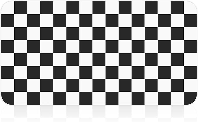 17" x 32" Checkered Dish Drying Mat for Kitchen Counter, Absorbent Coffee Bar Mat for Espresso Machine Coffee Countertops Accessories, Black
