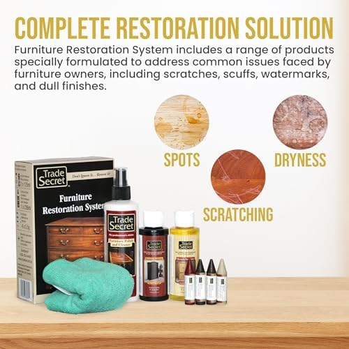 Trade Secret Wood Furniture Repair Kit with Polish, Sticks and Cloth