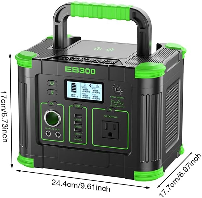GRECELL Portable Power Station 300W, 288Wh Lithium Battery, 60W Fast Charging, Up to 300W(Peak 600W) AC Outlets, Solar Generator for Outdoor Camping RVs Home Use