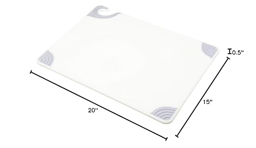 San Jamar Saf-T-Grip Plastic Cutting Board with Safety Hook, 15" x 20" x 0.5", White