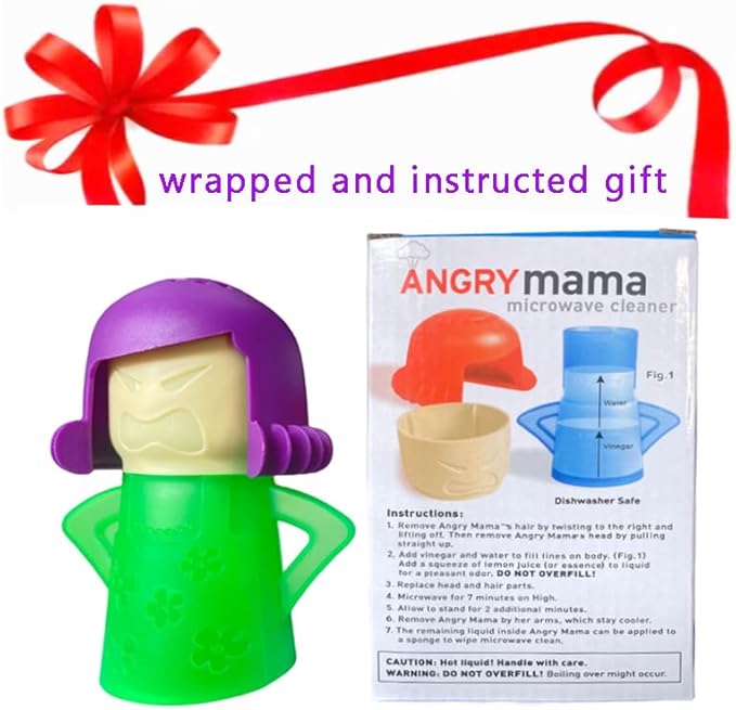 Microwave Steam Cleaner Make Your Heater Sanitary without Fussy or Heavy Duty,Angry-Mama Durable Plastic Kitchen Cleaning Gadget Cleans Kitchenware Simply by Mad Steamin and Packed as Fun Gift