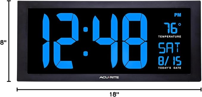 AcuRite Digital Clock, 18-Inch / Blue