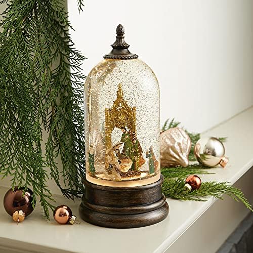 10 in Light-Up Rotating Nativity Snow Globe Lantern - Holy Family