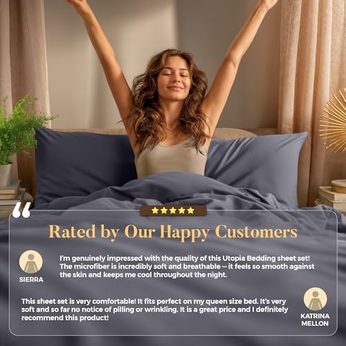 Utopia Bedding Full Size Sheet Set – 4 Piece Bed Sheets, Soft and Breathable Microfiber, Includes 1 Fitted Sheet, 1 Flat Sheet and 2 Pillowcases – Oeko Tex (Grey)