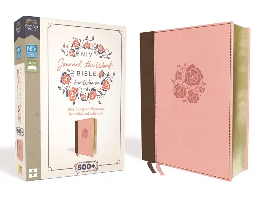 NIV, Journal the Word Bible for Women, Leathersoft, Pink, Red Letter Edition, Comfort Print: 500+ Prompts to Encourage Journaling and Reflection - Imitation Leather