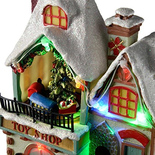 Pre-Lit Led Christmas House Scene with Rotating Tree Decoration, 17 Cm - Multi-Colour