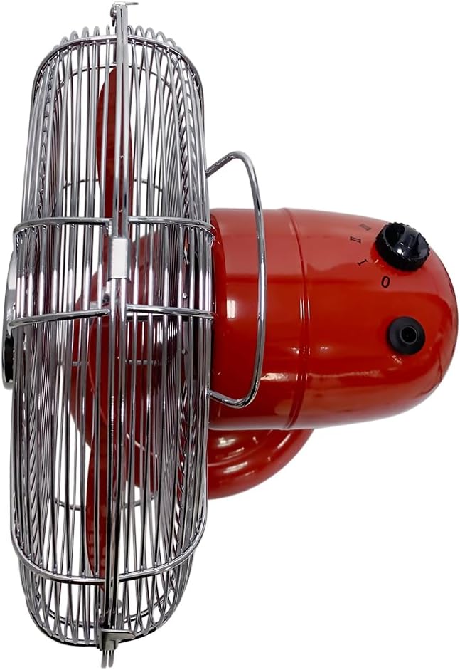 Good Housekeeping 92611 All-Metal 12" Retro Desk Office Table Fan with Wide Oscillation, 3-Speed Settings & Carrying Handle, Crimson Red